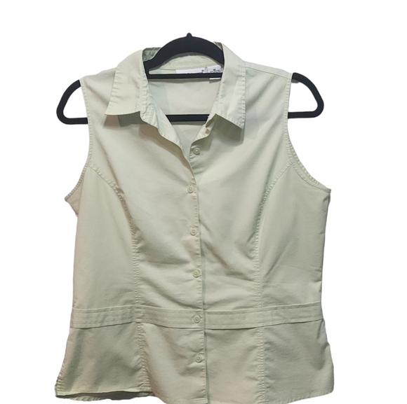 Croft & Barrow Sleeveless Mint Green Stretchy Button down top Medium - Picture 1 of 7